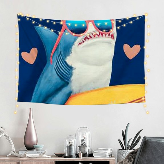 FCXZI Shark Surfboard Sunglasses Wall Tapestry Art for Home Decor 60*40in