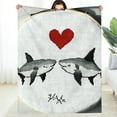 thumbnail image 1 of FCXZI Sharks Heart Cross Stitch Lightweight Flannel Blanket, Multi-Purpose 40*50in, 1 of 7