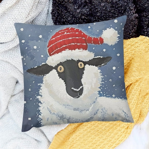 FCXZI Sheep Theme Indoor Decoration Throw Pillow Cover for Sofa 18x18in