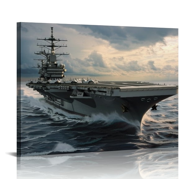 FCXZI Ship Ocean Cloudy Sky Canvas Wall Art Modern Prints Ready To Hang Home Decor 16x12in