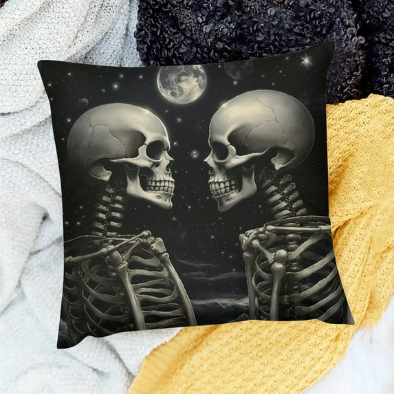 FCXZI Skeletons Moon Stars Throw Pillow Cover for Home Sofa Couch 20x20in