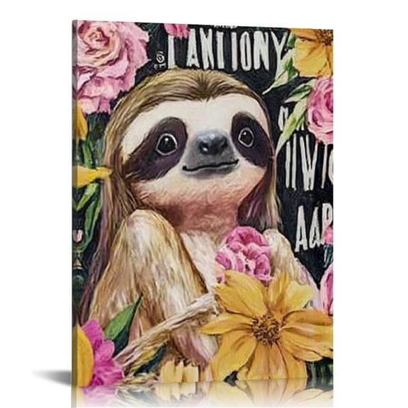 FCXZI Sloth Girl Feminist Art Canvas Wall Decor for Home Office 16x20in