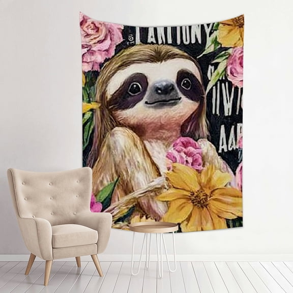 FCXZI Sloth Girl Feminist Art Tapestry Wall Hanging for Home Decor 30*40in