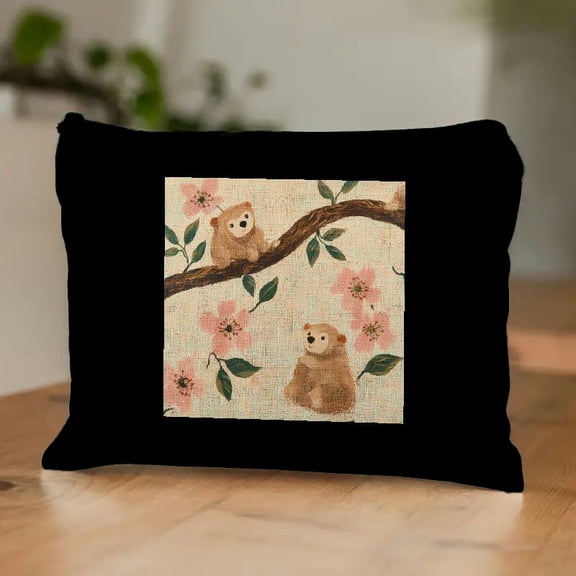 FCXZI Sloth Makeup Bag For Women, Adorable Cosmetic Bag Makeup Bags, Cute Sloth Animal Sloths On Flower Tree Zipper Bag Travel Bags Toiletry Organizers Pouch Bags Washing Bags For Gym Bathroom Black