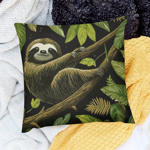 FCXZI Sloth Pillow Cushion Case Indoor Home Sofa Decor 100% Linen 20x20in