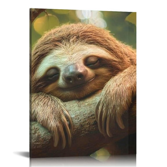 FCXZI Sloth Tree Branch Art Modern Canvas Prints Wall Decor 12x16 12x16in