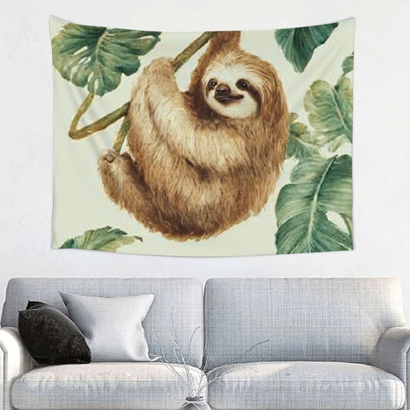 FCXZI Sloth Tree Branch Banana Tapestry Wall Art for Home Decoration 40*30in