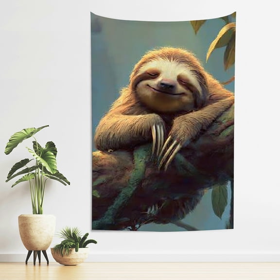 FCXZI Sloth Tree Branch Concept Wall Art Tapestry 100% Polyester 40*60in