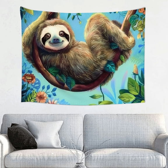FCXZI Sloth Tree Branch Jungle Wall Tapestry Art 100% Polyester Home Decor 40*30in