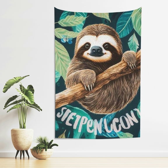FCXZI Sloth Tree Branch Leaves Wall Hanging Tapestry 100% Polyester 40*60in