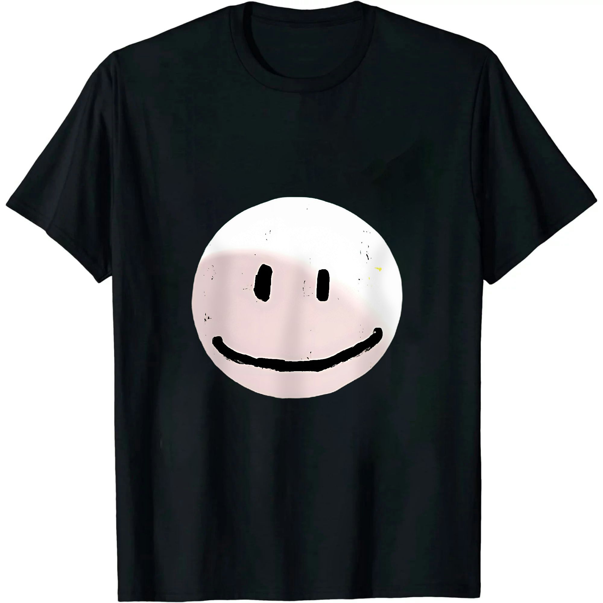 FCXZI Smiley Face Print TShirt Black Graphic TShirt Black