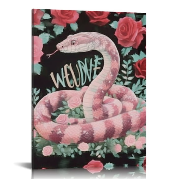 FCXZI Snake Roses Heart Canvas Prints Wall Art Home Decor 12x16 12x16in