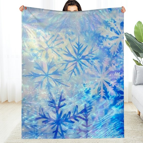 FCXZI Snowflakes Lightweight Reversible Fuzzy Blanket for All Seasons 30*40in