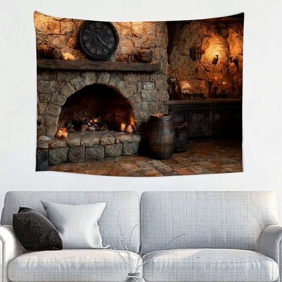 FCXZI Spooky Witch Cottage Backdrop Halloween Magic Room Witch Kitchen Fireplace Magical Potion Books Candle Skulls Sorcerer Photography Background Witch Party Decorations Photo Props 40*30in