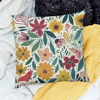 FCXZI Spring Decorations for Home - Color Illustration Floral Throw Pillow Covers  and Linen Pillowcase Modern Decorative Decorative Cushion Cover for Couch Sofa Bedroom Sofa Car Yard 18x18in