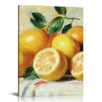 FCXZI Square  Canvas Wall Art,  Still Life Home Decor, Classic Fruit Lemons Orange Large Hanging Oil Paintings for Living Room, Kitchen, Dining Decor Canvas painting 12x16in