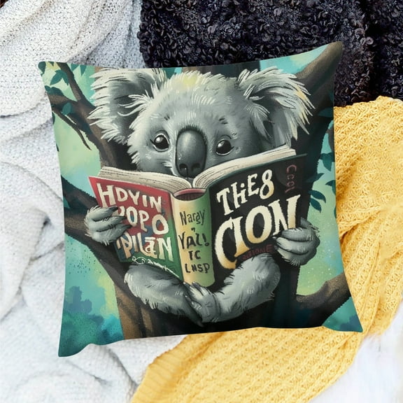 FCXZI Square Cushion Cover Koala Theme Holiday Pillow Case for Home Sofa Couch 3 Sizes Linen Pack of 1 24x24in
