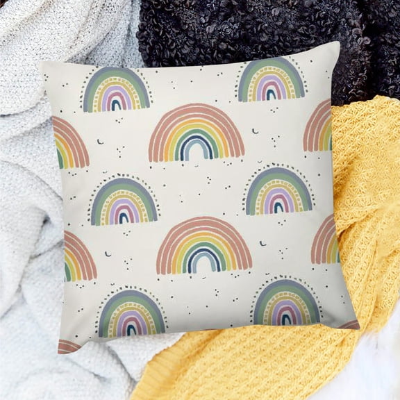 FCXZI Square Cushion Cover Rainbow Decor Pillow Case for Sofa Couch 18x18in