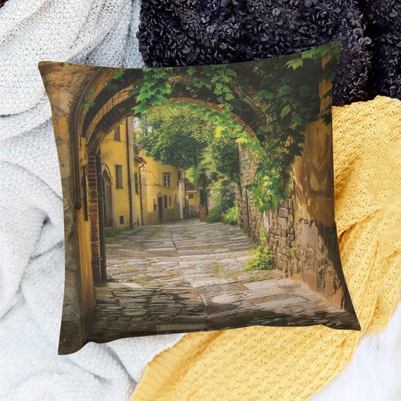 FCXZI Square Cushion Cover Stone Archway Home Sofa Couch Decor Linen Pillowcase Set 18x18in