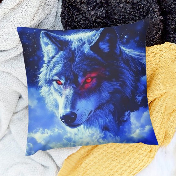 FCXZI Square Cushion Cover Wolf Decor Holiday Pillow Case Linen 18x18in
