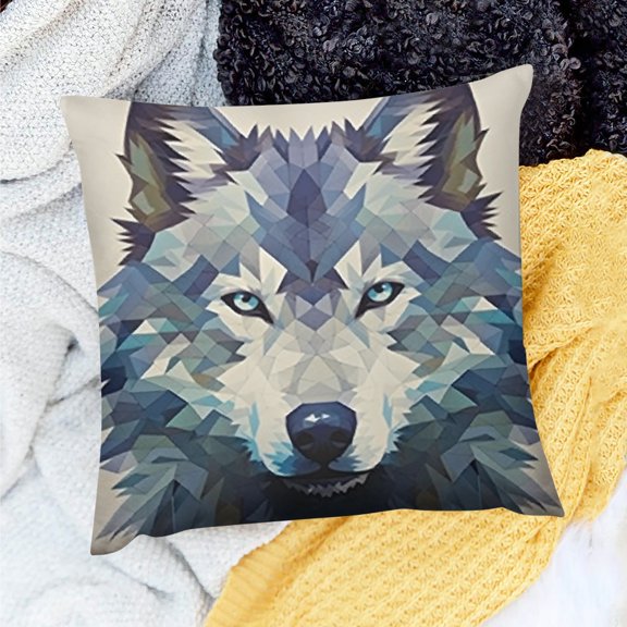 FCXZI Square Cushion Cover Wolf Decor Indoor Sofa Couch Linen 18x18in