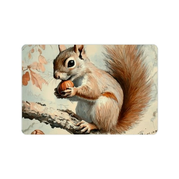 FCXZI Squirrel Nut Tree Branch Diatom Mud Mat Non-Slip Home Rug 24x16in