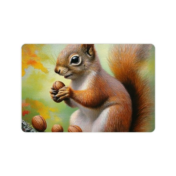 FCXZI Squirrel Nuts Tree Branch Bath Mat Quick Drying Eco-Friendly 24x16in