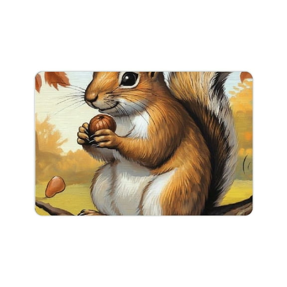 FCXZI Squirrel Tree Branch Nut Bath Mat Quick Drying Absorbent Home 24x16in