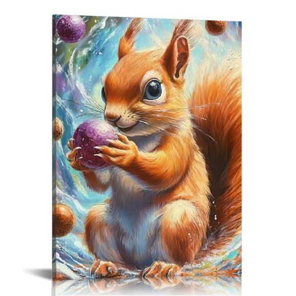 FCXZI Squirrel Wall Decor Canvas Art for Home Living Room Office 12x16in