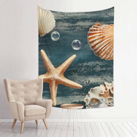 FCXZI Starfish Sea Shells Bubbles Wall Tapestry Art for Home Decor 30*40in