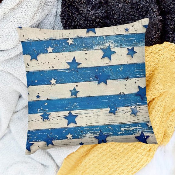 FCXZI Stars Folk Art Pillow Cushion Case for Home Sofa Couch Decor 18x18in