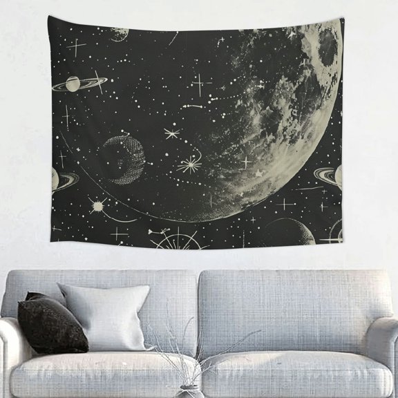 FCXZI Stars Planets Space Art Wall Hanging Tapestry 100% Polyester 40*30in