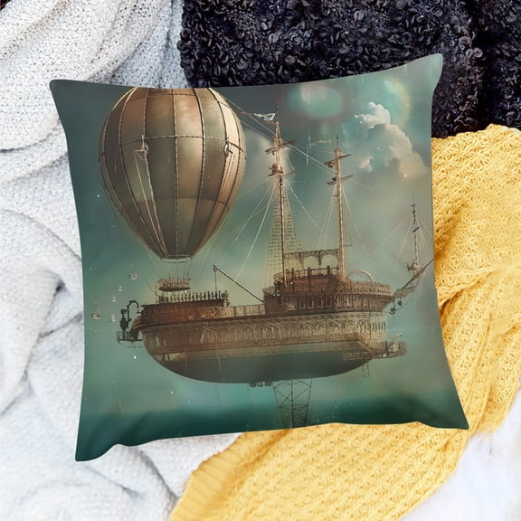 FCXZI Steampunk Fantasy Art Square Cushion Cover Made from 100% Linen for Home Sofa Couch Decoration 18x18in