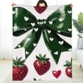 thumbnail image 1 of FCXZI Strawberry Bows Hearts Fuzzy Flannel Blanket, Soft Cozy Multi-Purpose 60*80in, 1 of 7