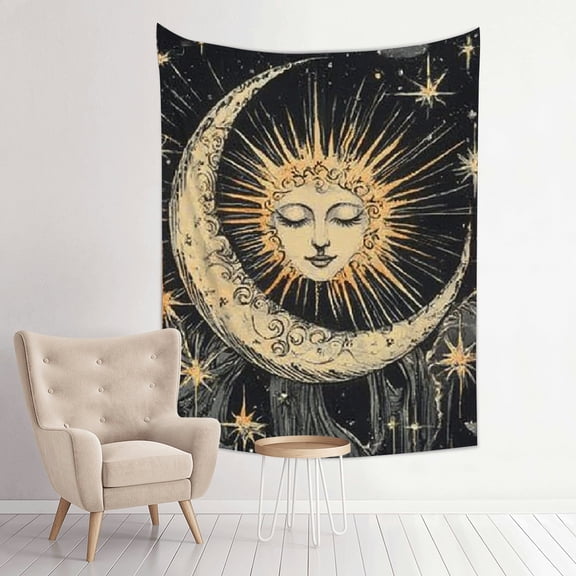 FCXZI Sun Moon Stars Tapestry Wall Hanging Home Decor 100% Polyester 30*40in