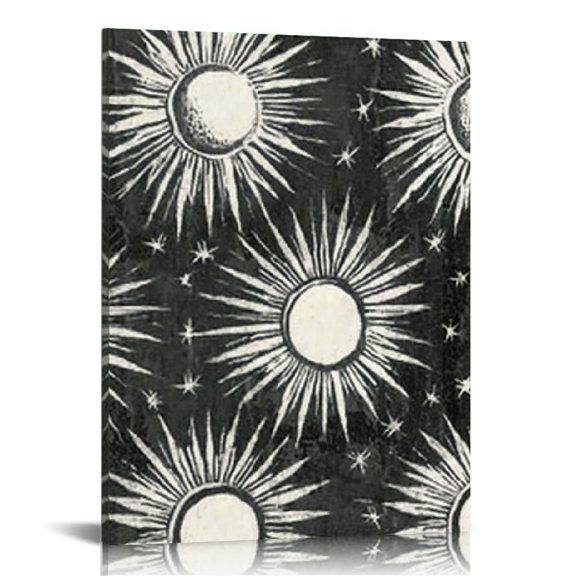 FCXZI Sun and Moon Wall Decor Canvas Prints for Home Office Art 12x16in
