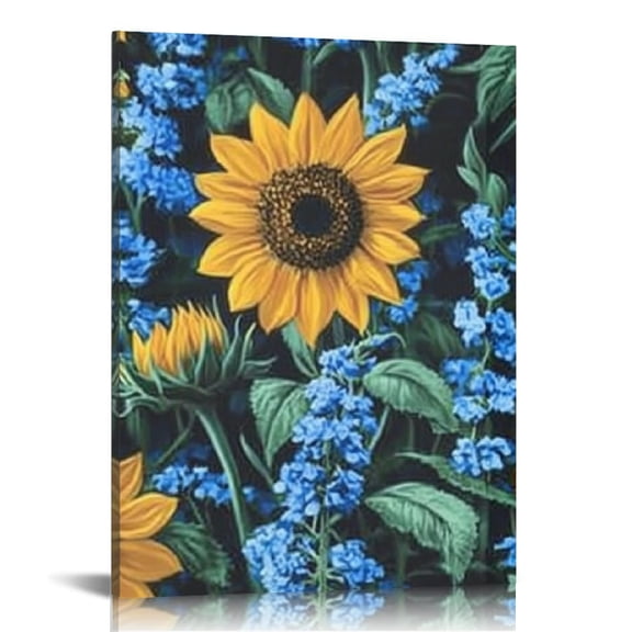 FCXZI Sunflower Blue Flowers Album Cover Canvas Wall Art Prints 12x16in