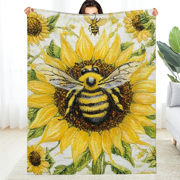 FCXZI Sunflowers Fuzzy Fluffy Soft Cozy Blanket - Reversible Lightweight 60*80in