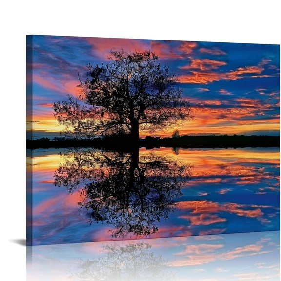 FCXZI Sunset Colorful Sky Clouds Canvas Print Wall Decor Ready To Hang Room Home Art Decor 20x16in