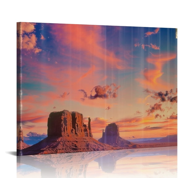 FCXZI Sunset Mountain Clouds Canvas Print Wall Decorations for Home Art Decor, Ready To Hang Room Wall Pictures, Bedroom Kitchen Wall Art 16x12in