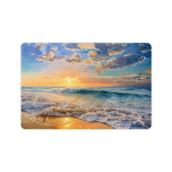 FCXZI Sunset Waves Impressionist Painting Home Diatom Mud Mats Non-Slip - Quick Drying & Absorbent 24x16in