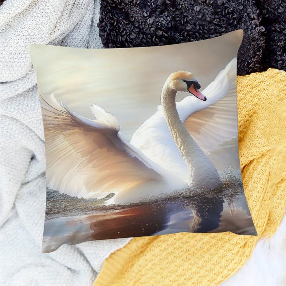 FCXZI Swan Water Wings Holiday Pillow Case for Home Sofa Couch 18x18in