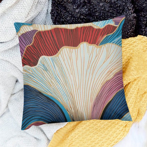 FCXZI Throw Pillow Cover Flowers Blue Red Linen Cushion Case for Home Sofa Couch Decor - Set of 1, Invisible Zipper Design, 3 Sizes 20x20in