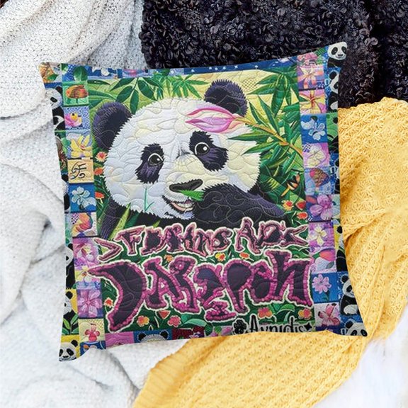 FCXZI Throw Pillow Cover Panda Bear Theme Decor for Indoor Home Sofa Couch - 100% Linen, Set of 1, 3 Sizes, No Insert - Outdoor Use 18x18in