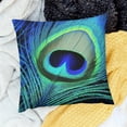 thumbnail image 1 of FCXZI Throw Pillow Cover Peacock Feathers Indoor Sofa Couch Linen 24x24in, 1 of 5