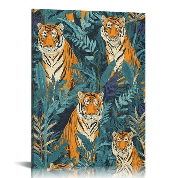 FCXZI Tiger Pattern Jungle Canvas Print Wall Art Home Decor 16x20in