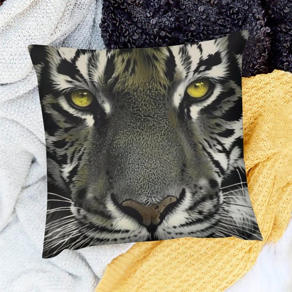 FCXZI Tiger Theme Linen Pillows Case for Home Sofa Couch Decor, Birthday Gift - Set of 1, Various Sizes 24x24in