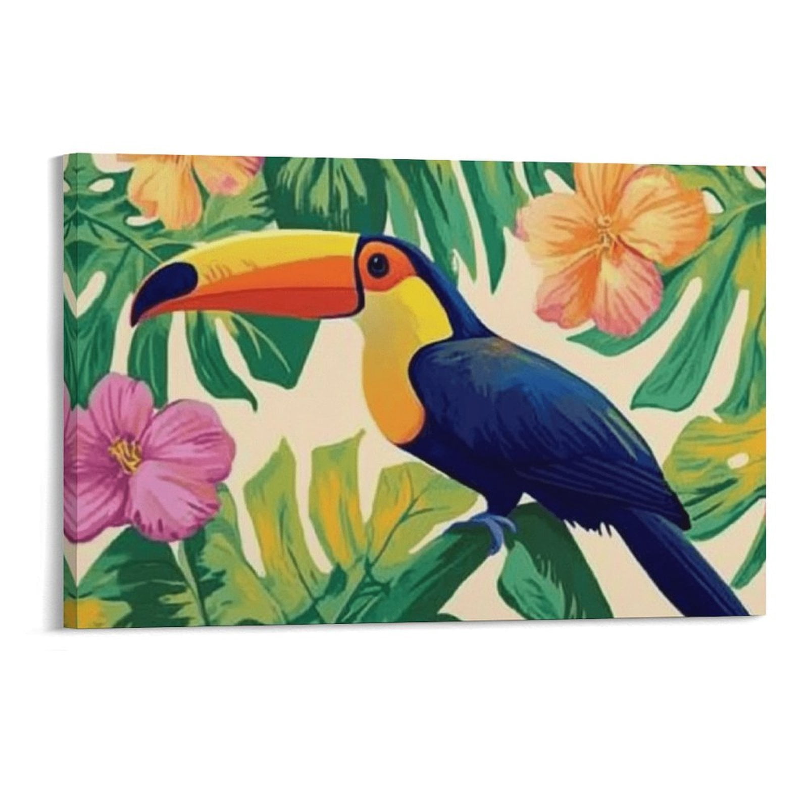 FCXZI Toucan With Tropical Flowers Wall Art, High-definition