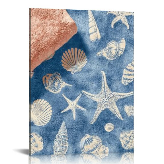 FCXZI Towel Sea Shells Starfish Canvas Print Wall Art Home Decor 16x20in