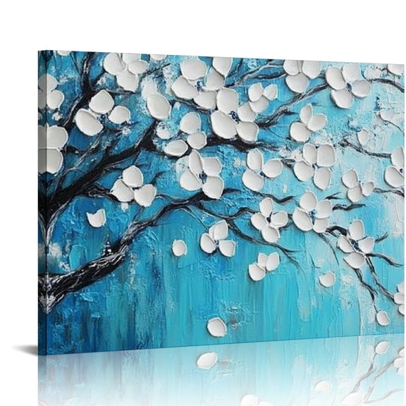 FCXZI Tree Branches Wall Art Flowers Blossom Wall Decor for Living Room Bedroom Office Branches Pictures Canvas Art Blossom Painting for Walls Ready to Hang 16x12in